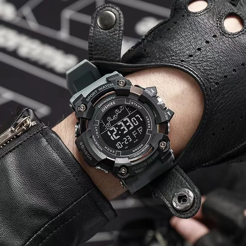 2025 ساعات عسكرية للرجال موضة جديدة عادية LED الرقمية الرياضة في الهواء الطلق مقاوم للماء مضيئة مستديرة الهاتفي ساعة معصم الإلكترونية