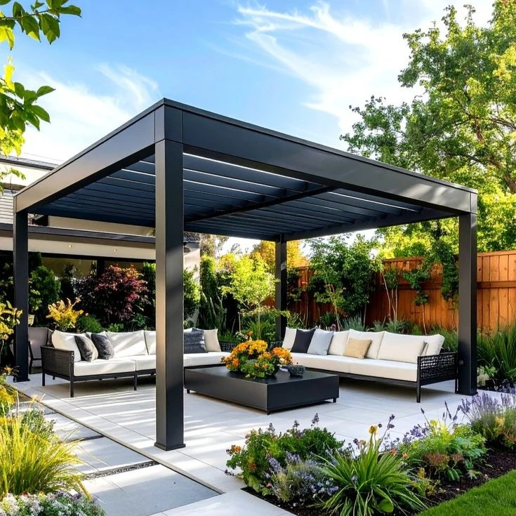 

High-strength Rainproof Aluminum Alloy Frame Custom Size Louvered Pergola Sunshade Stable Structure Windproof Gazebo for Outdoor