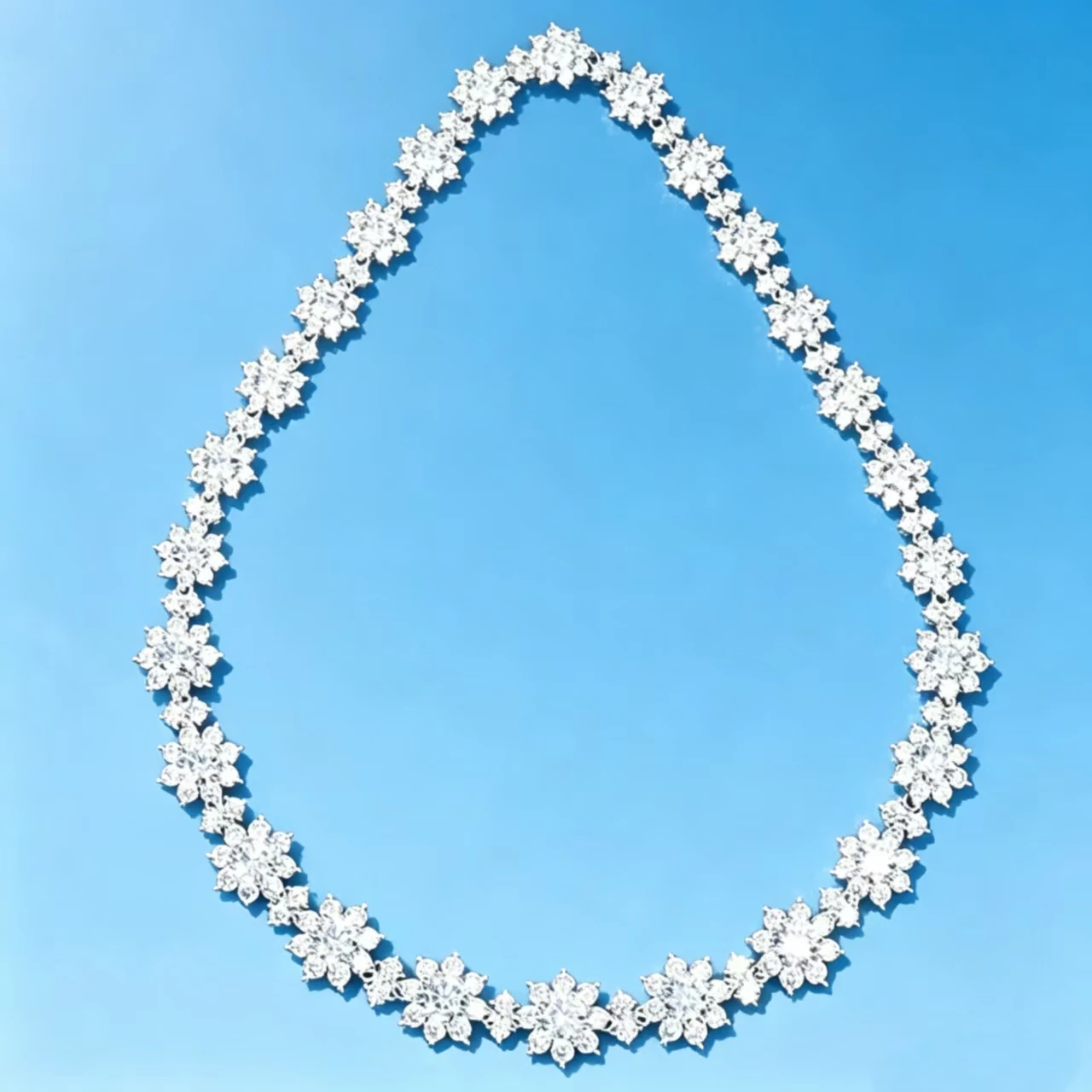 Gourch Full Round Cut Moissanite Wedding Necklace for Women Lab Created Diamond 925 Sterling Silver Chain 14K White Gold Plated