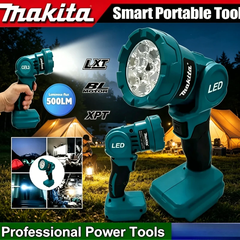 Lanterna de Trabalho Portátil Makita 21VYYD, Luz LED, Lanterna Recarregável com Bateria de Lítio de 18V.