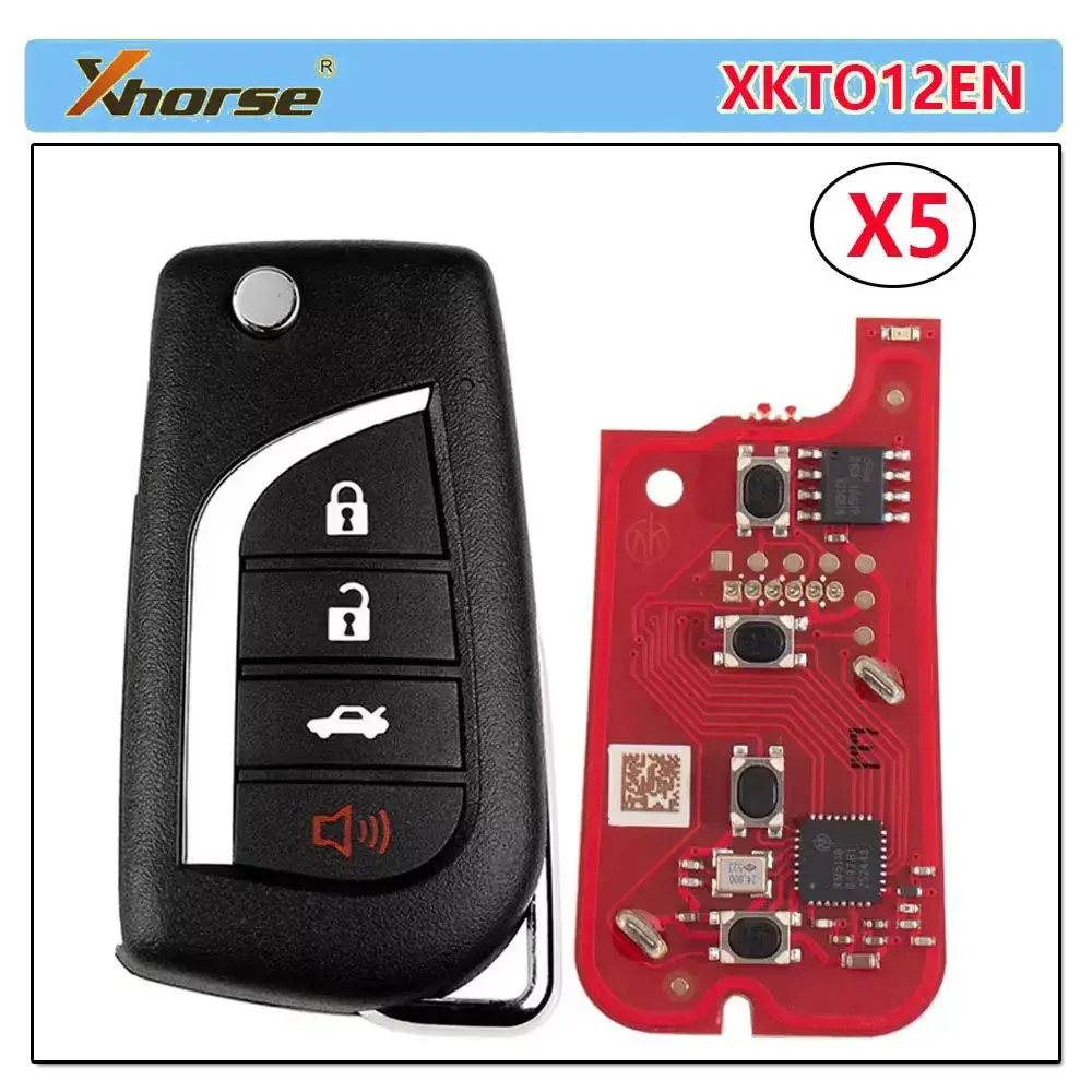 5pcs Xhorse XKTO12EN Wire Remote Key 2nd Generation for Toyota Style 4 Buttons Car Remote Key for VVDI2 Key Tool English Version