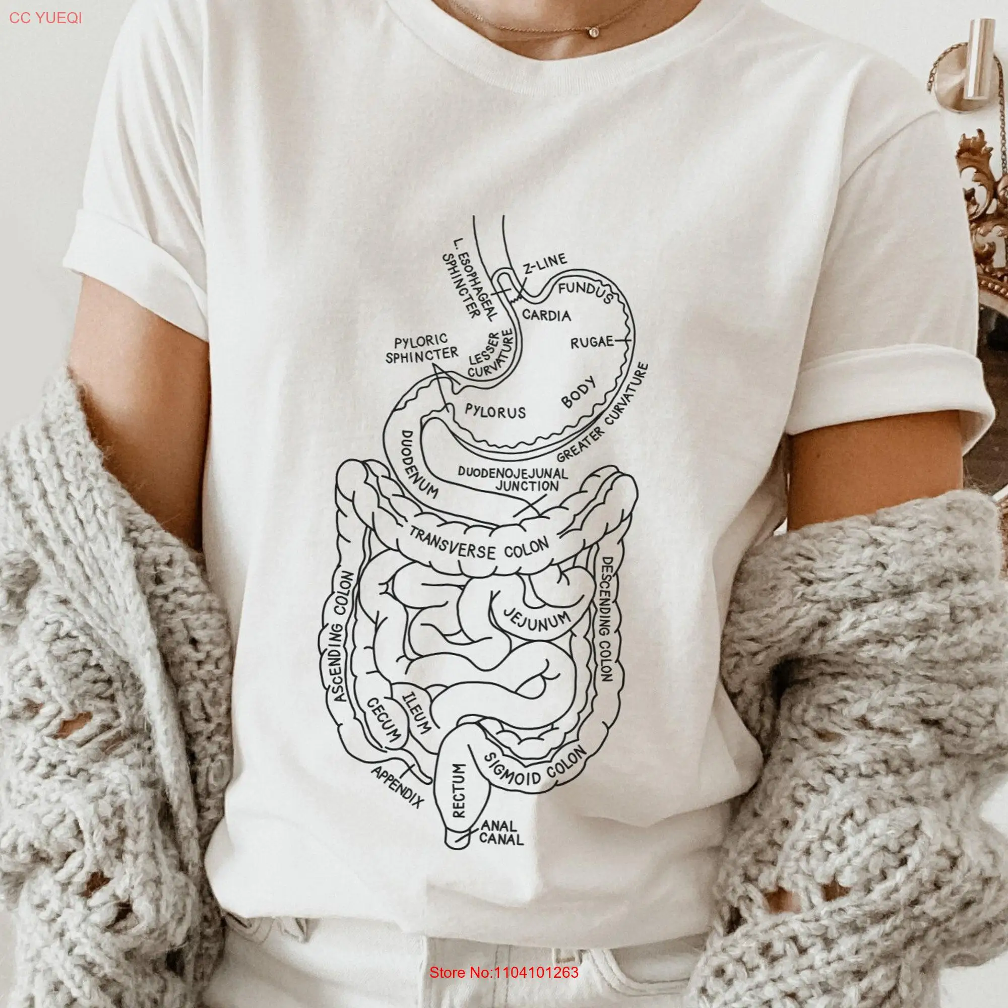 GI TracT T Shirt Digestive Anatomy Gastroenterology Gastroparesis IBD Medical long or short sleeves