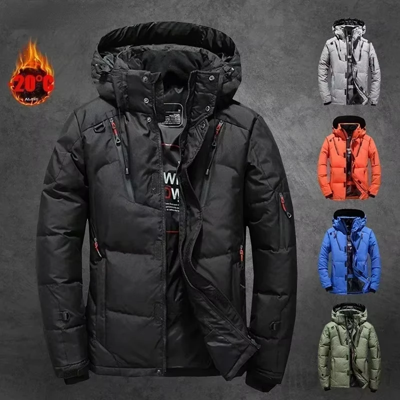 Siren Chic Parkas Winter Thickened Men's Casual Lightweight Down Jacket Skiing Climbing Hunting Hooded Warm Duck Down Coat
