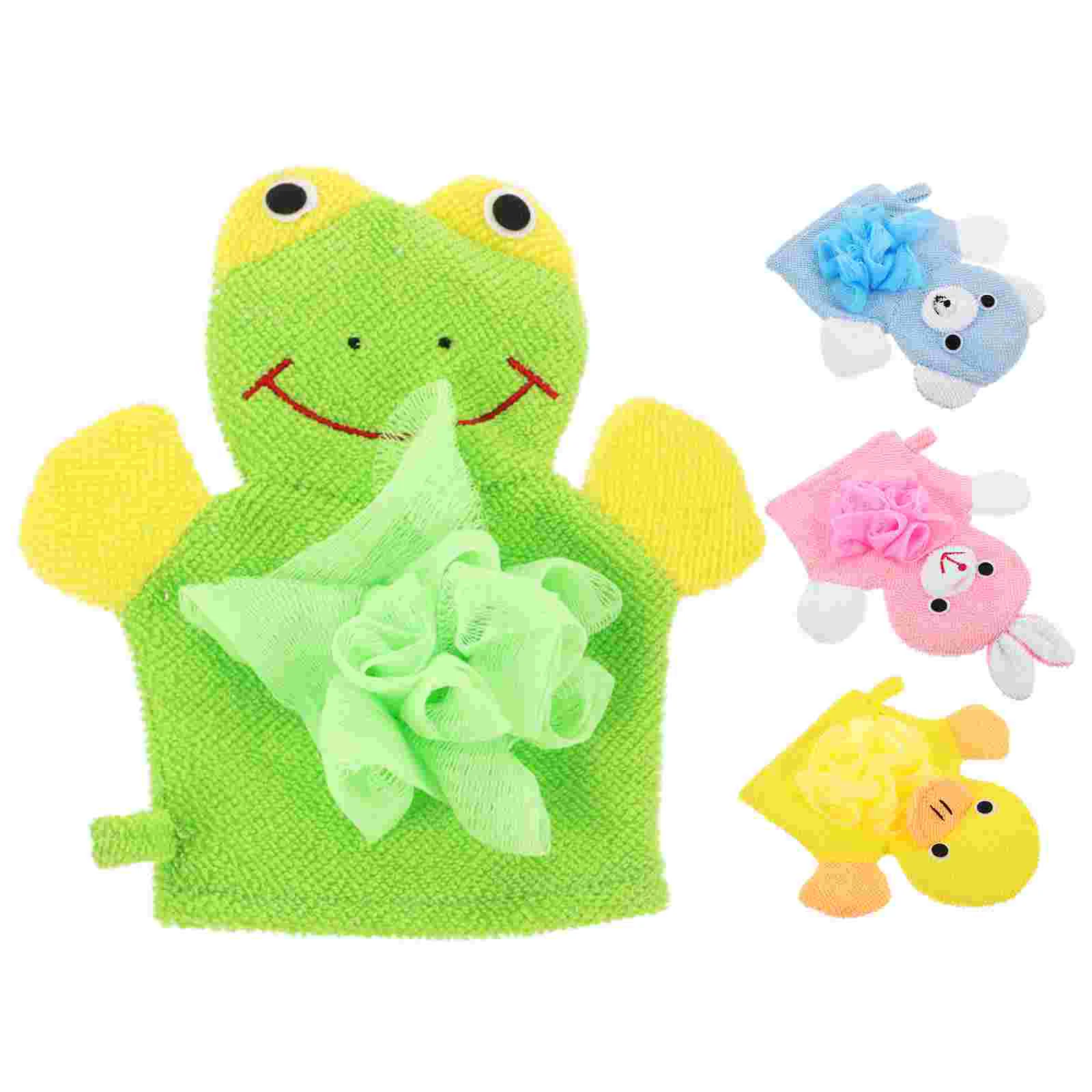 4 Pcs Gloves Bath Ball Children Shower Supply Kids Wash Body Scrub Lovely Mitt Baby Towel