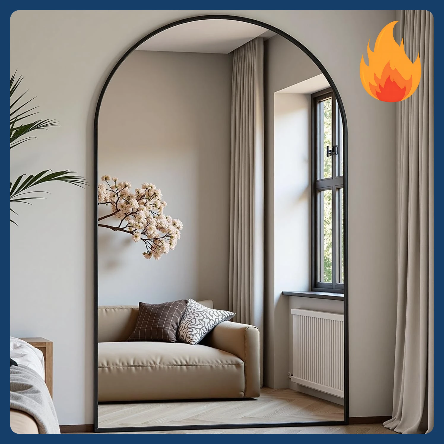 [Vendita calda! ]Specchio ad arco a figura intera, specchio da pavimento grande da 81"x41" con supporto, specchi oversize per tutto il corpo per appoggiarsi o sospese,