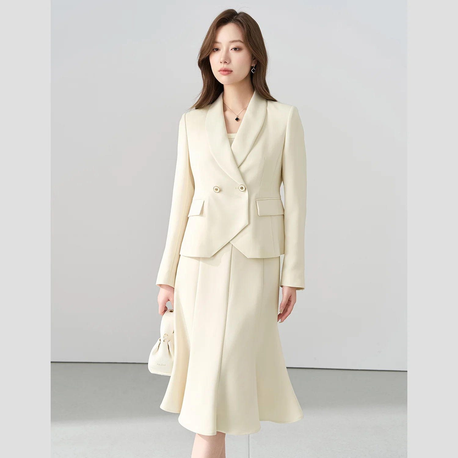 

Allingentle Ivory Skirt Suit Women's 2 Piece Set Fashion Women Pantsuit Set for Office Outfits Customize