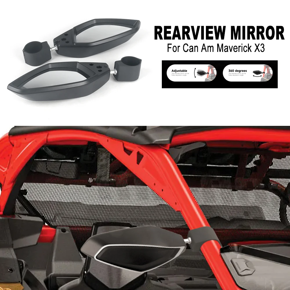 For Can-Am Can Am Maverick X3 Motorcycle Adjustable Rearview Rear View Mirrors Glass Back Side View Mirrors Kit