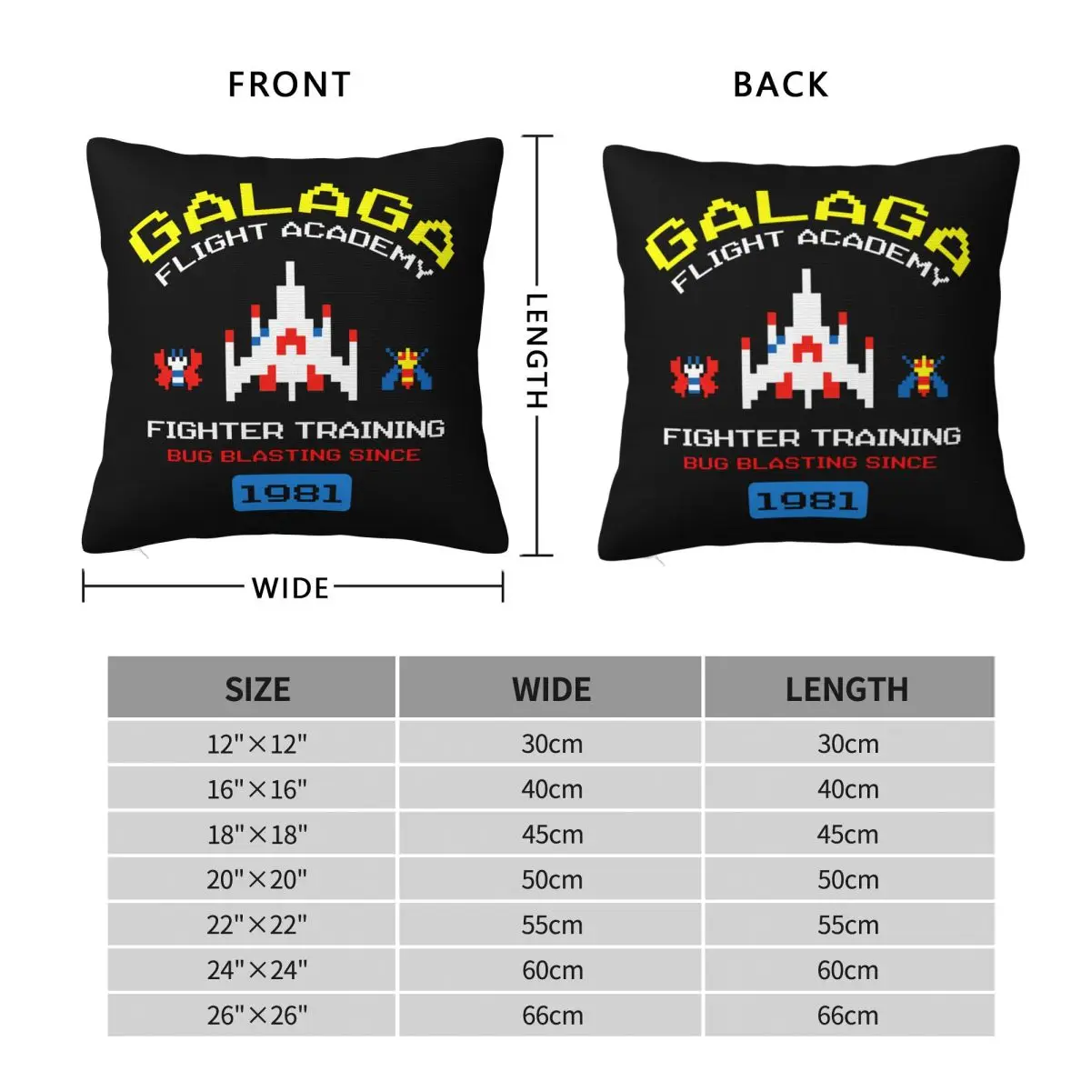 Arcade Galaga Video Game Retro Vintage 80s Invader Space Gaming Alien Soft Cushion Cover Decoration Pillow Case Cove for sofa