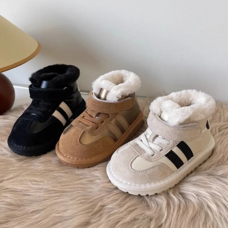 Winter Children's Baby Boots 2024 New Plush Comfortable Warm Cotton Shoes Children Anti Kick Plush Anti Slip Outdoor Snow Boots