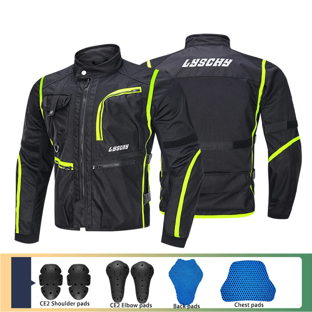 Summer Mesh Breathable Motorcycle Jacket Men's Anti-drop Racing Clothing Reflective Motocross Jacket Protection