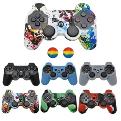 Juste de protection en silicone pour manette PS3, PlayStation 3, étui en caoutchouc gel avec 2 capuchons en silicone