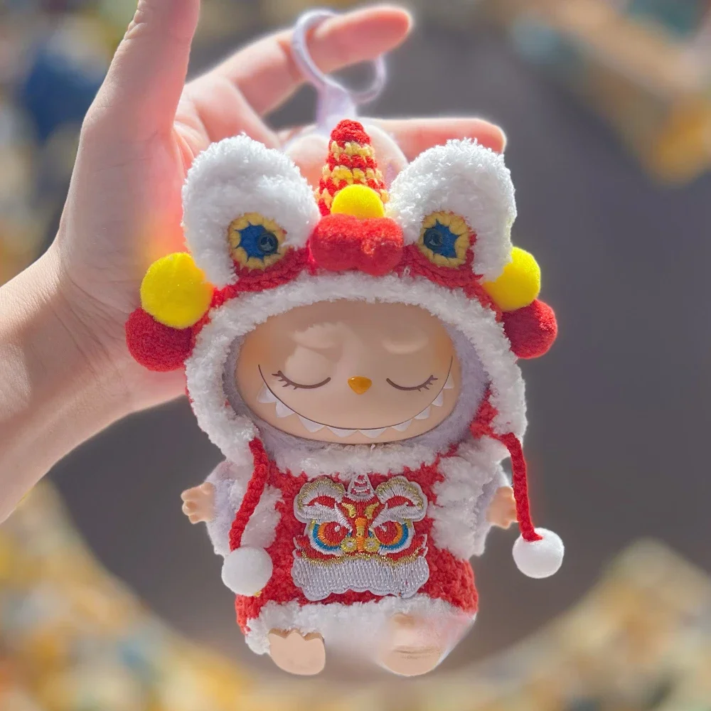 New Year Style Clothes 15-17cm Labubu Clothes Red Festive Attire Great Red Awakening Lion Clothes Dolls Accessories Labubu Ropa