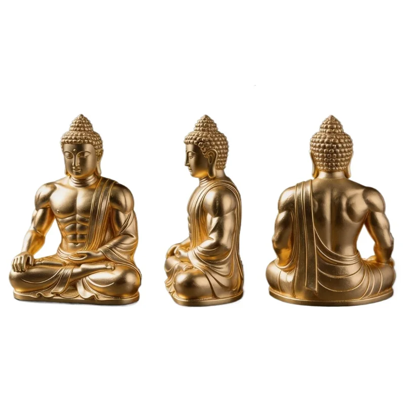 1Pcs Resin Muscle Buddha Statue Creative Design Bodybuilding Buddha Statue Retro Style Meditation Muscle Male Fitness Statue