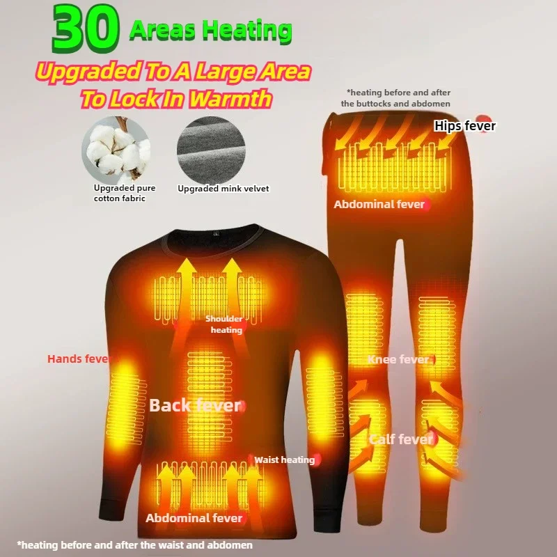 

COMXZ 2025 30 Zones Heated Underwear Set Women Men Thermal Electric Base Layer Ski Snowmobile Hunting Heating Gear USB Powered​