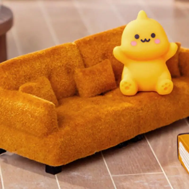 

New 1Pcs 1:30 Scale Brown Flocked Miniature Sofa Model For Doll House Decor Mini Living Room Furniture Pretend Play Toys