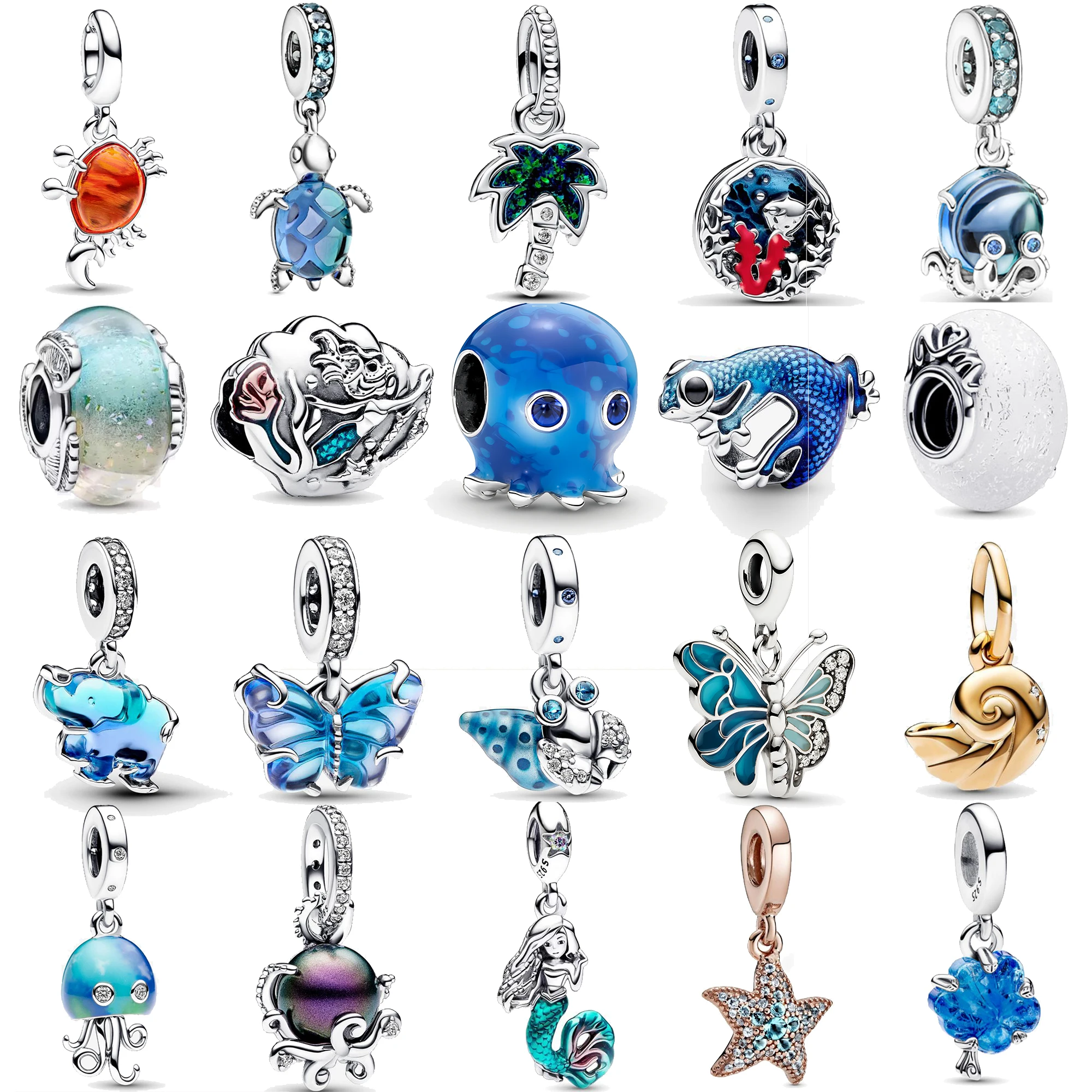 

New 925 Silver Turtle Octopus Ocean Series Charm Beads Suitable Fit Original Bracelet DIY Ladies Jewelry Gift