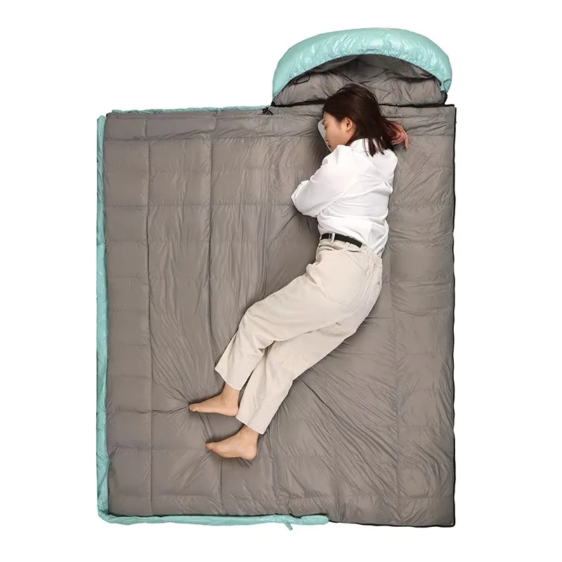 Outdoor Adult Warm Mountaineering Travel Envelope Checked Ultra Light Goose Down Sleeping Bag 5