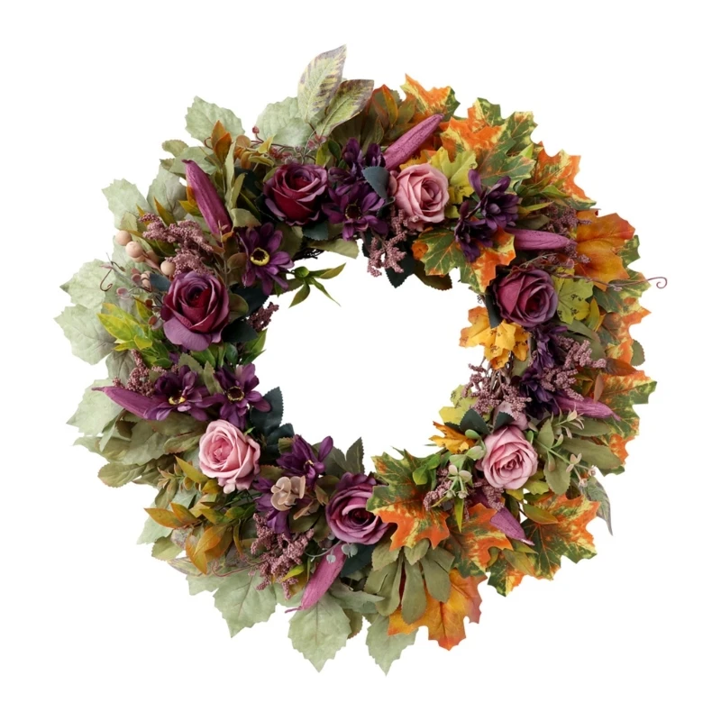 

Artificial Flower Wreath 21.65Inch for Indoor and Outdoor Realistic Rose Flower Wreath for Wedding Valentines Decoration