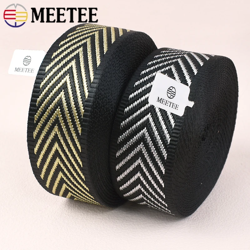 Meetee 2/5Meter 38mm Nylon Jacquard Ribbon Tape Decorative Webbing Band Bag Strap By The Meter Clothes Belt Sewing Bias Material