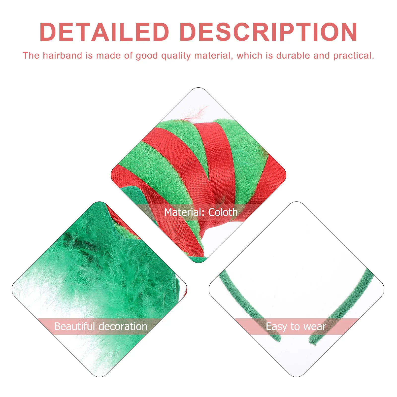 

2Pcs Festival Headdress Prop Stylish Christmas Hat Shaped Hairband for Xmas Party Costume Event Decorative Headband Unisex Use