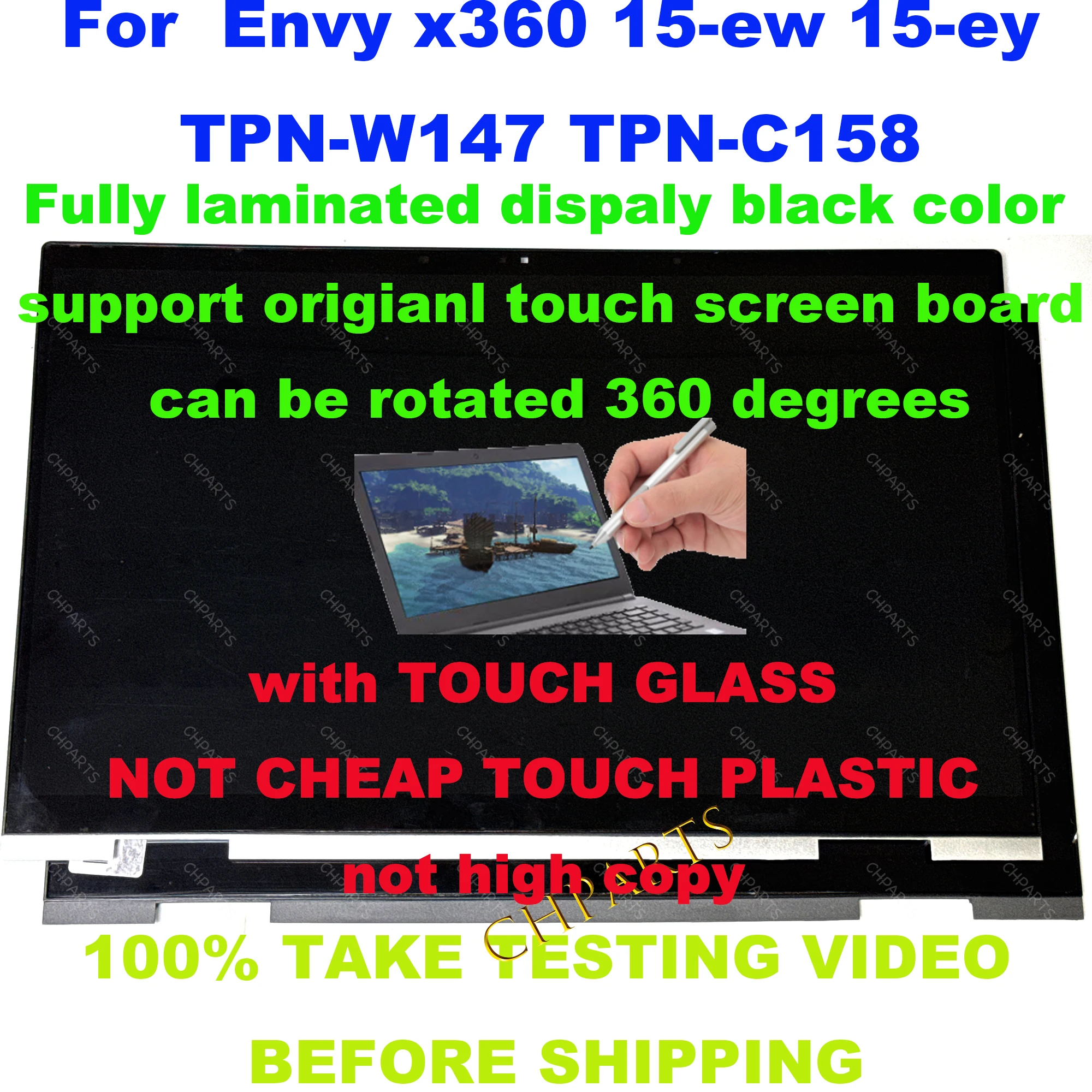 For HP Envy X360 15-ew 15-ey TPN-W147 2-in-1 15.6 Inch LCD Touch Screen Digitizer Replacement Assembly N10354-001 Display FHD