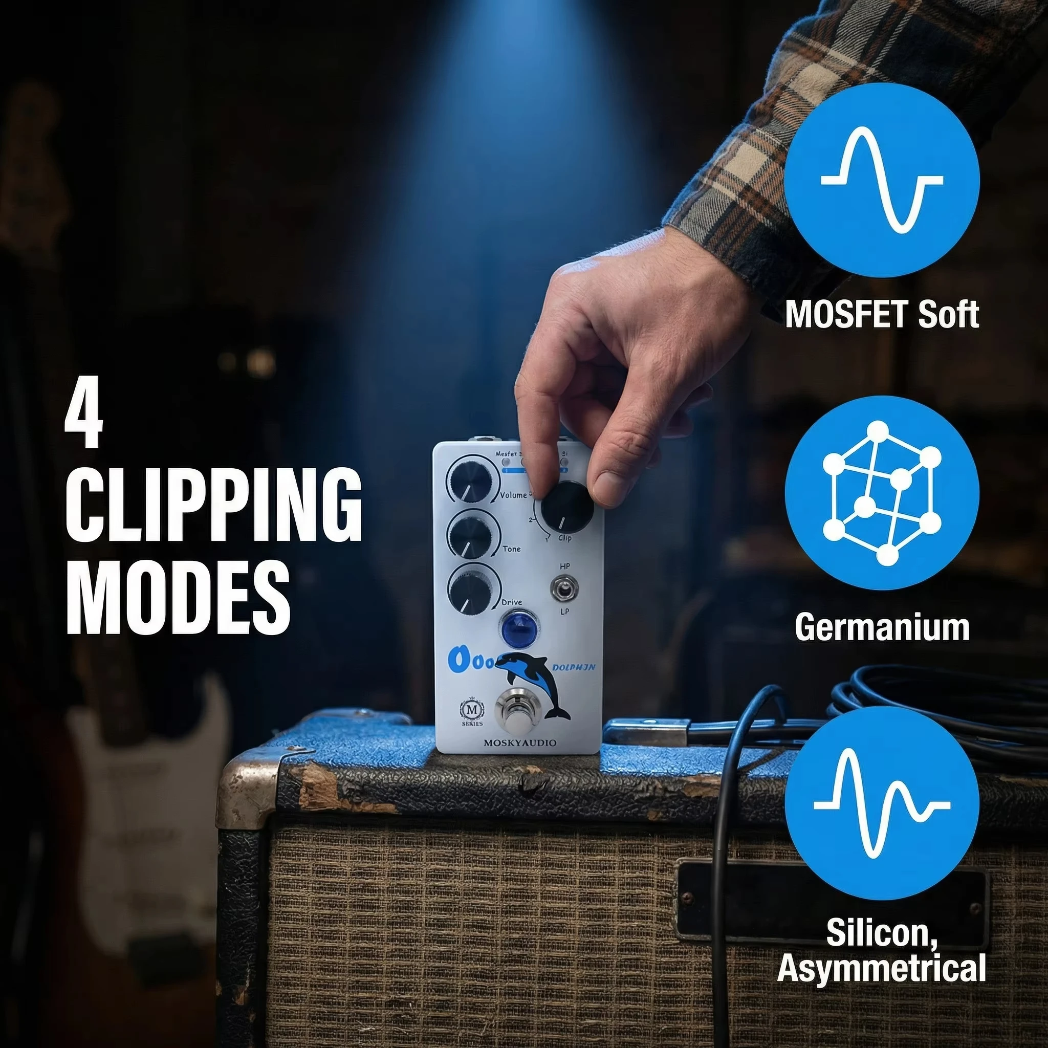 MOSKY DOLPHIN Electric Guitar Effects Pedal, High Gain Distortion Overdrive for Guitar Bass Accessories - view 4