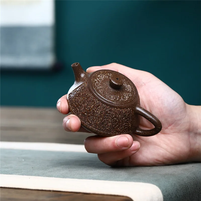 

Chinese Clay Teapots 100Ml Handmade Tea Pot Raw Ore Stone Scoop Customized Tea Infuser Filter Beauty Teaware