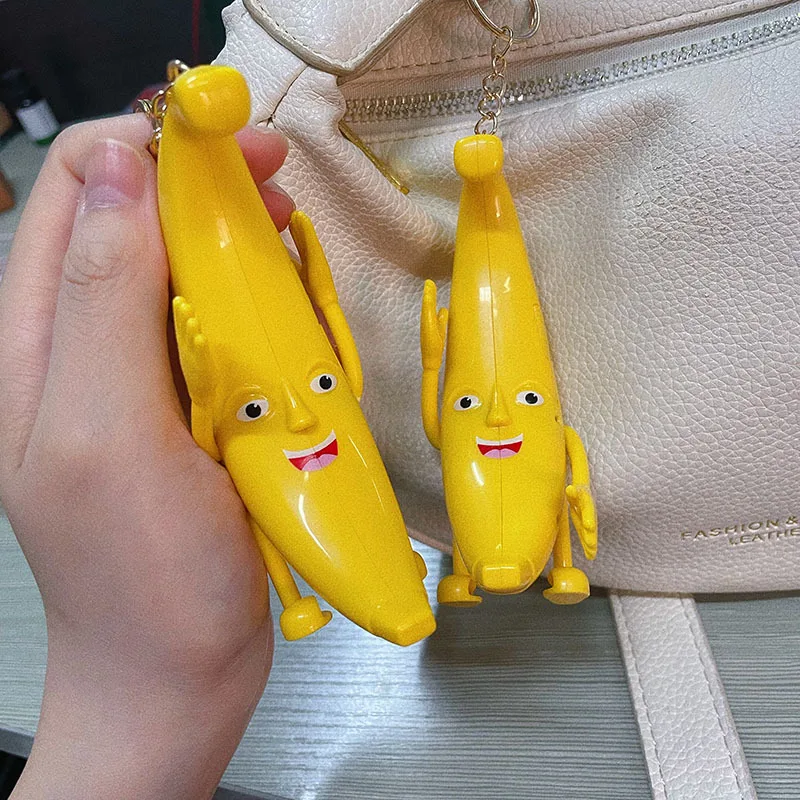 Funny Will Singing Netflix Big Banana Toy Joint Movable Doll Big Banana Keychain Pendant Backpack Decoration Novelty Spoof Toys