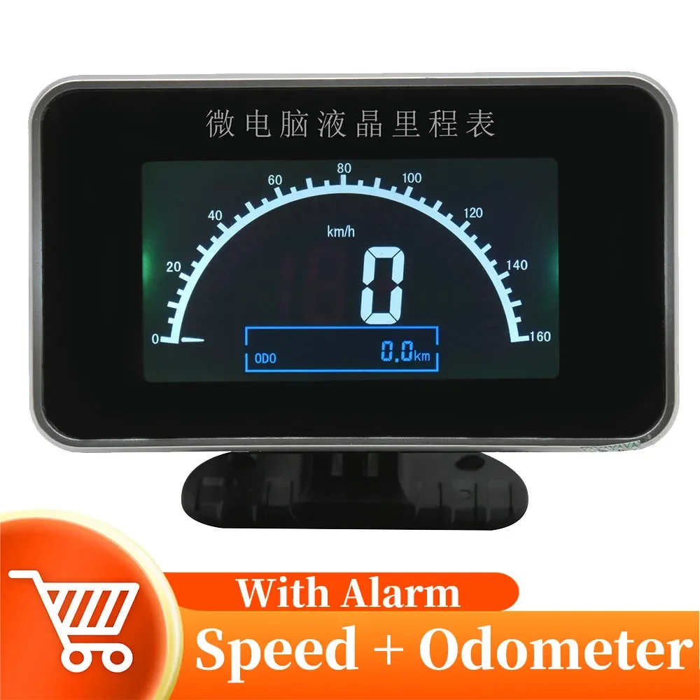 2 IN 1 Car Truck Digital Speedometer Odometer Gauge 0-160km/h Speed Meter 12/24V LCD Instrument Panel with Alarm