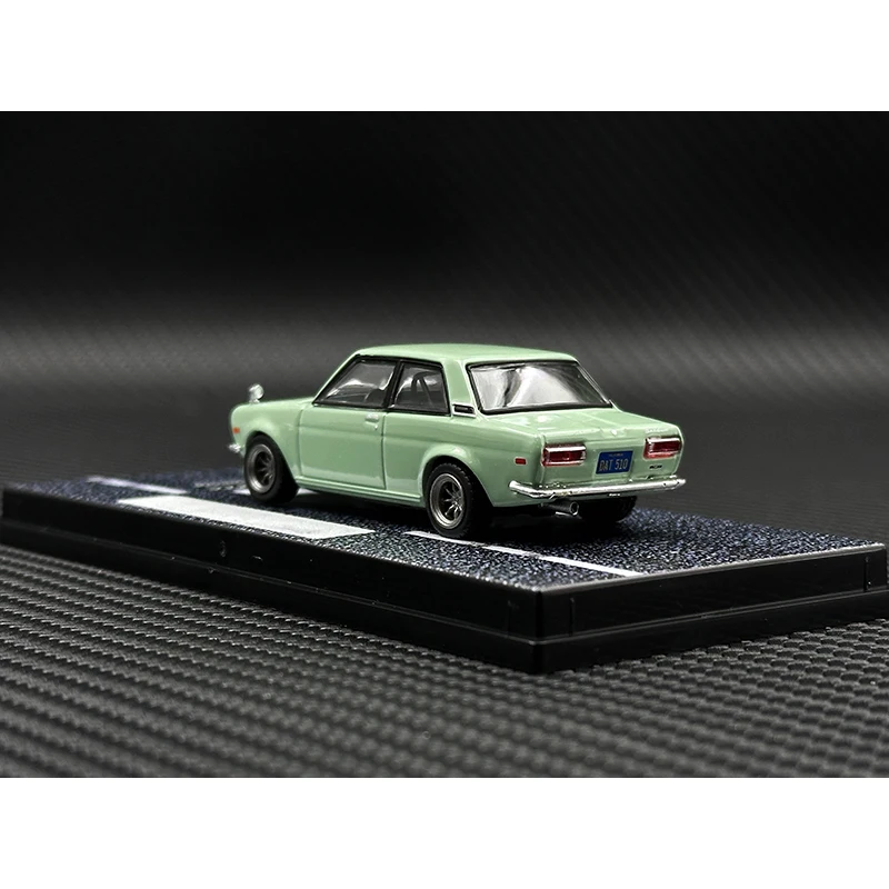 TW In Stock 1:64 Datsun 510 Light Green Diecast Diorama Car Model Collection Miniature Toy Tarmac Works