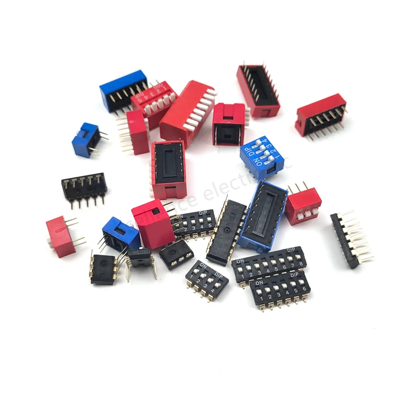 5PCS Slide Type Switch Module 1 2 3 4 5 6 7 8 10Bit 2.54mm Position Way DIP/SMD Pitch Toggle Switch Red/Blue Snap Switch Dial