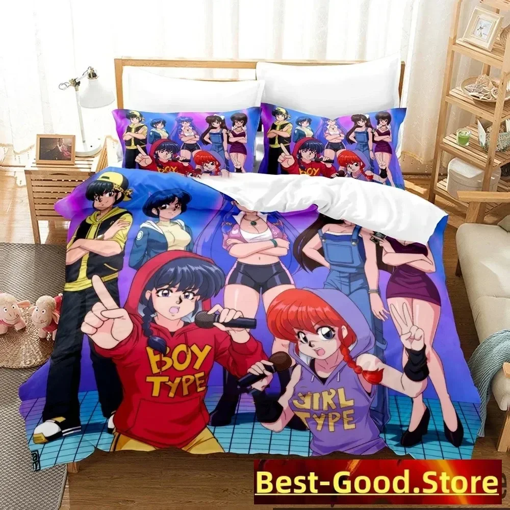 

3D Print Anime Ranma Bedding Set Printed With Pillowcase Bed Duvet Cover Soft Single Double Queen Super King Size boys Adult