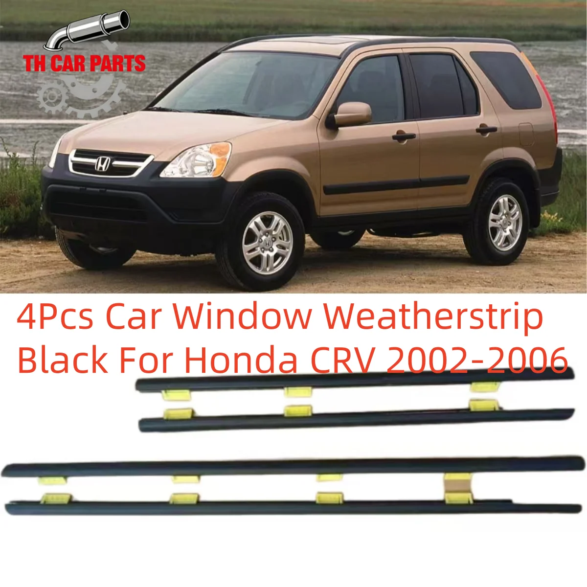 

4Pcs Car Window Weatherstrip Black For Honda CRV 2002-2006 Car Weatherstrip Window Moulding Trim