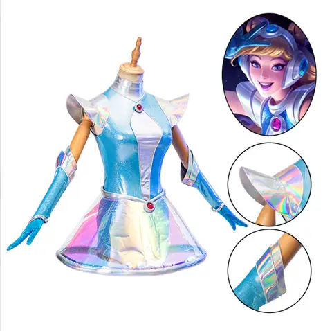 Game LOL Cosplay Costumes Cosplay Lux the Lady of Luminosity Cosplay Costume Space Groove LUX Skin Uniforms Clothes Suits Dress