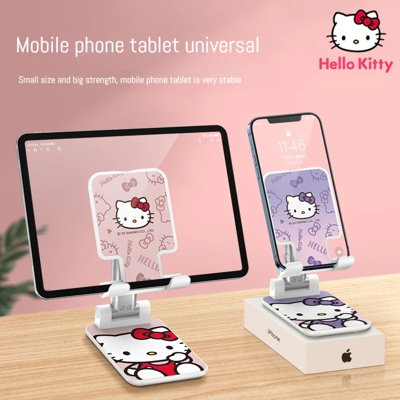 Sanrio Hello Kitty Anime Peripheral Series Mobile Desktop Stand Suitable For Iphone And Ipad Adjustable Desktop Tablet Phone Sta