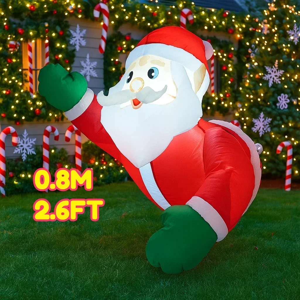 0,8 м/2,6 фута рождественские украшения надувная игрушка Санта-Клаус забавные украшения для дома и двора со светодиодным декором Рождественский уличный декор игрушка