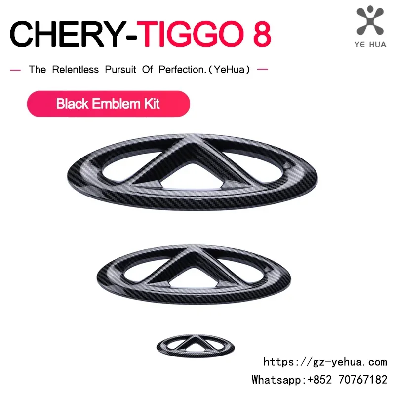 For Chery Tiggo 8 2018-2021 Specialized Chery Tiggo Logo Black Badge Logo Emblem Decal Racing Grill Hood Sticker Styling