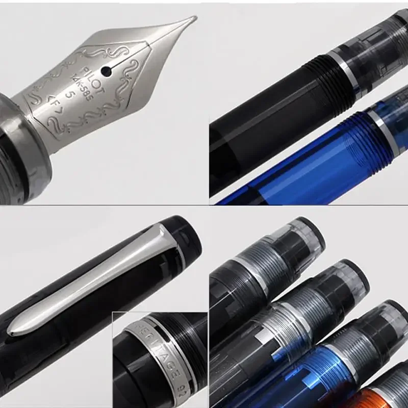 Original Pilot CUSTOM HERITAGE 92 transparent piston Inking  Multi-hole pen fountain pen  color test Demonstration blue