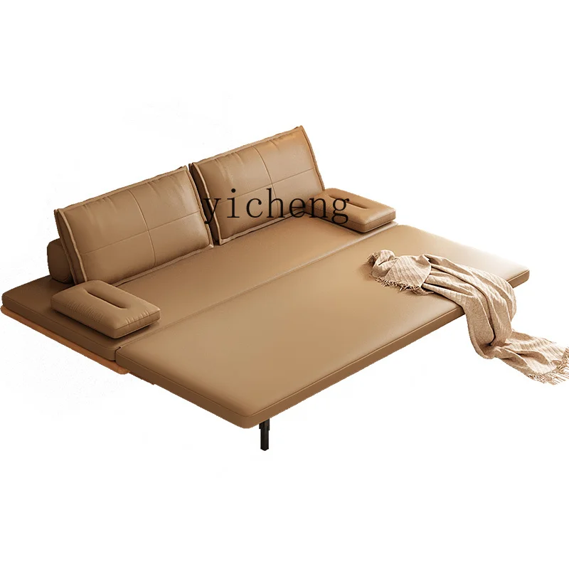 

TQH folding multifunctional sofa bed dual-purpose living room Nordic microfiber leather retro storage sofa