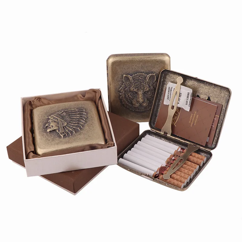 High Quality Cigarette Case 20pcs Vintage Retro Metal Cigarette Box Cigarette Accessories Holder Storage Box