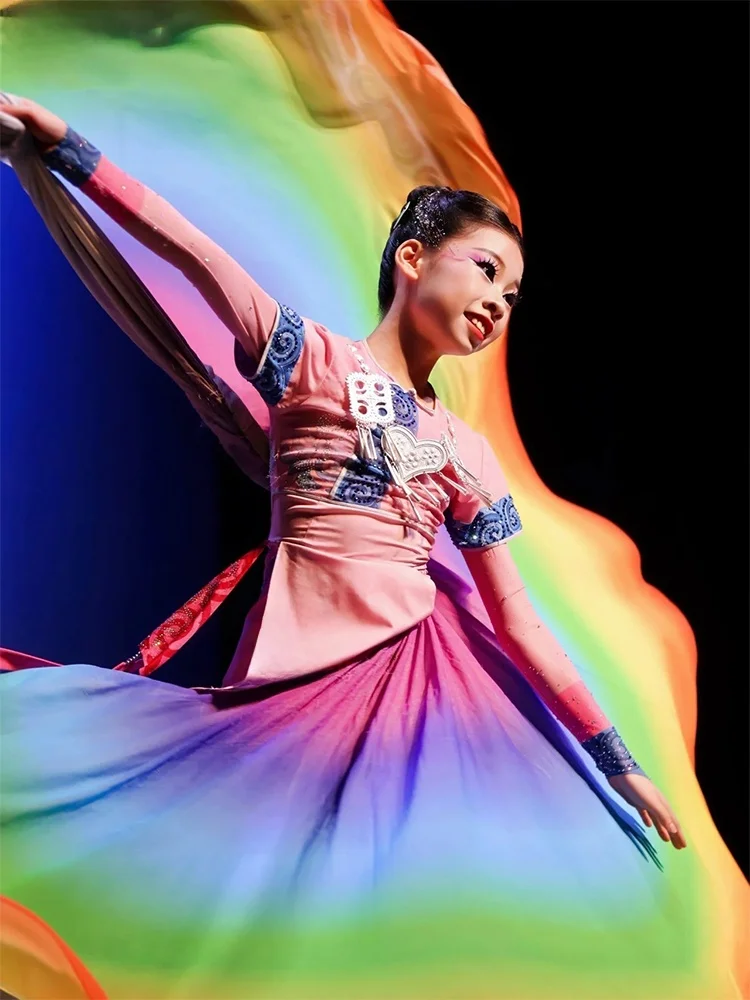 

National Costume Children's Women's Yunnan Shawl Torch Festival Large Skirt Stage Performance Dress Polyester