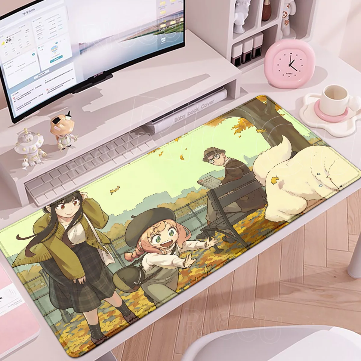 Cute Cartoon Spy X Family Mousepad XXL PC Gaming Computer Keyboard Mat HD Rubber Anti-Slip Lock-Edge Tablemat Office Accessories