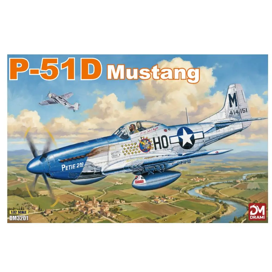 1/32 P-51D Mustang Fighter Aircraft  Plastic Assembly Model Kit DRAMI DM3201