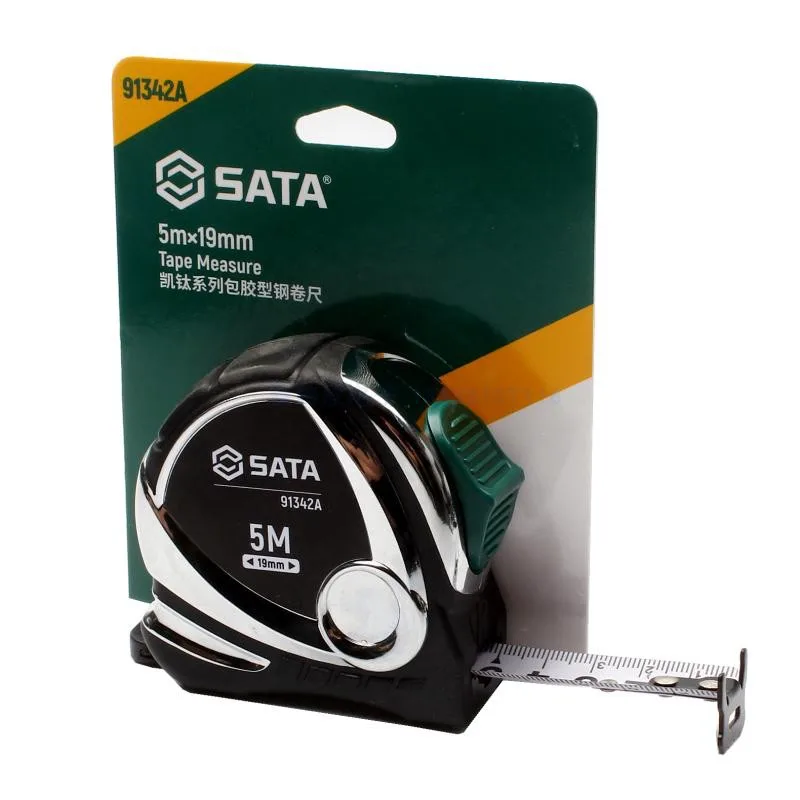 SATA 91342A Kaiti Series Rubber Coated Steel Tape Measure 5Mx19MM High Quality Materials Exquisite Workmanship Simple Operation