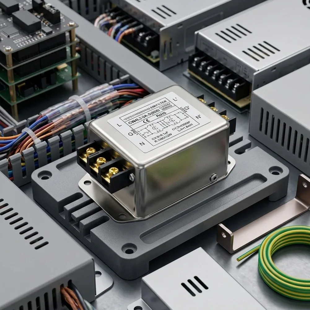 Single-Phase Bipolar Power Filter CW4L2-2SDIN Rail Mount, 3A/20A/40AEMI Filter For AC 220V Control Panel