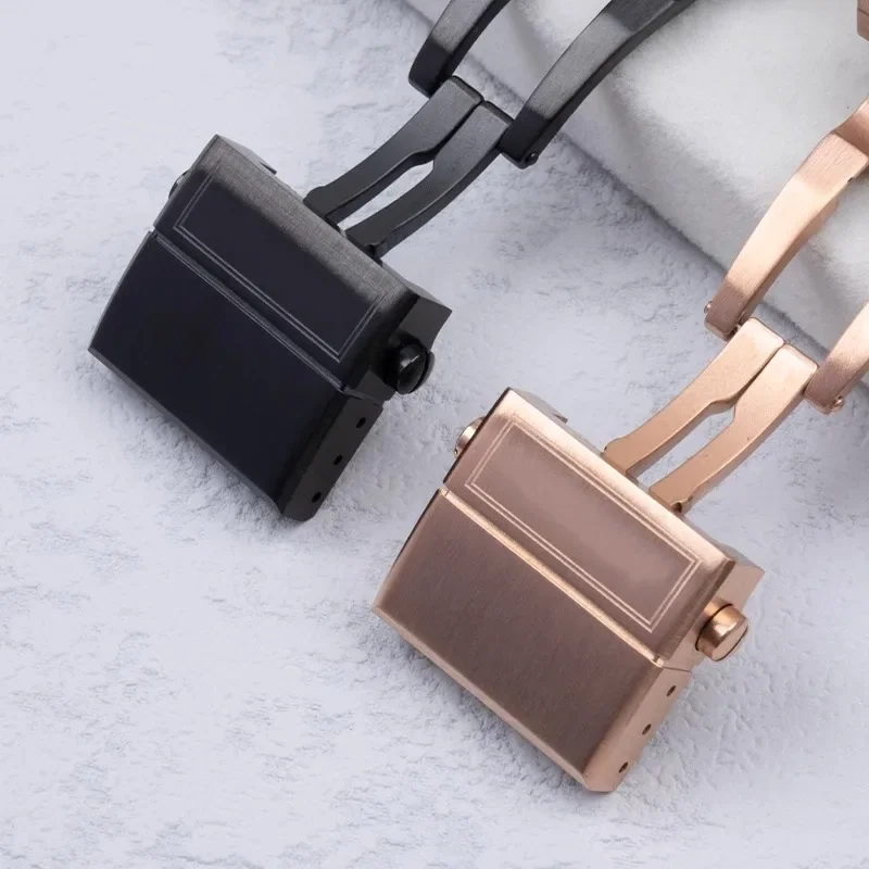 إكسسوارات الساعة مناسبة لـ Ulysse Nardin Athens مشبك حزام مطاطي عالي الجودة من الفولاذ المقاوم للصدأ بإبزيم على شكل فراشة 20 مم