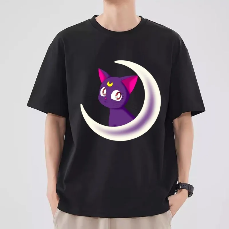 Bilibili Sailor Moon T Shirt Men Couple Combination Clothes Short Sleeve Collar Fashion T-shirt Women Cotton