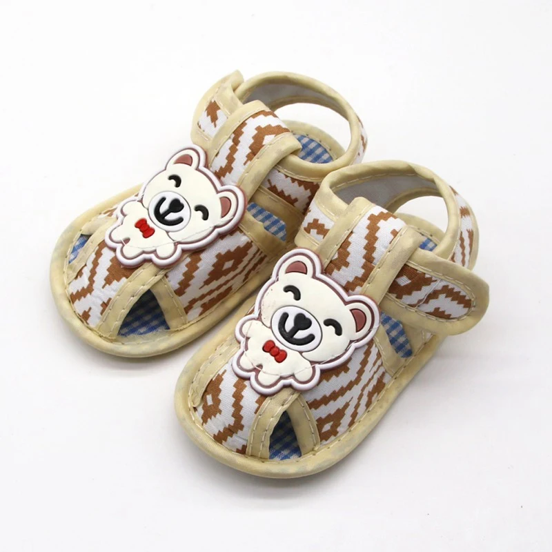 Zapatos de suela blanda para bebé recién nacido, sandalias de verano con dibujo de oso, para exteriores, primeros pasos, 0-12 meses