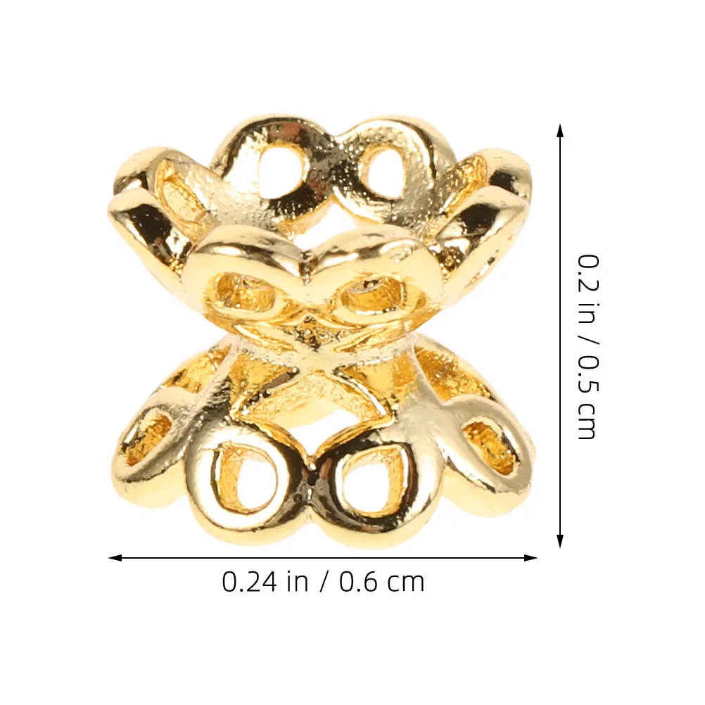 50Pcs DIY Craft Hollow Flower Spacer Beads Caps Metal Double Sided End Caps for Jewelry Making Ornament Beads Bead Spacers