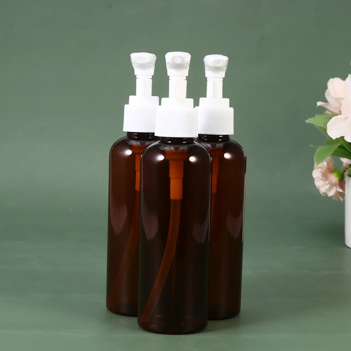 

10 Pcs Travel Shampoo Lotion Bottle Empty Bottles Pump Soap Dispenser with Brown